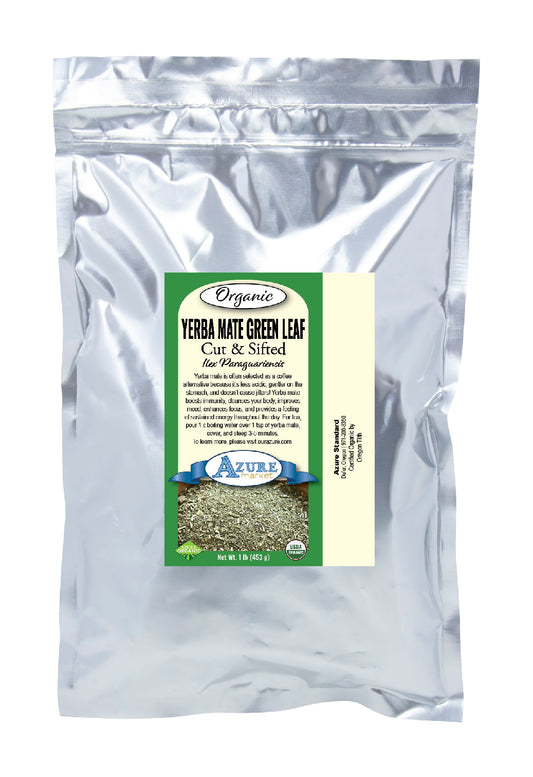 Yerba Mate Green Leaf, Cut & Sifted, Organic