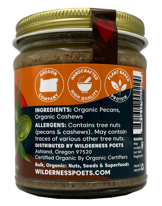 Pecan Butter with Cashews, Raw, Organic