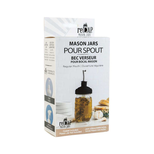 Mason Jar Pour Spout Lid, Regular Mouth, Black