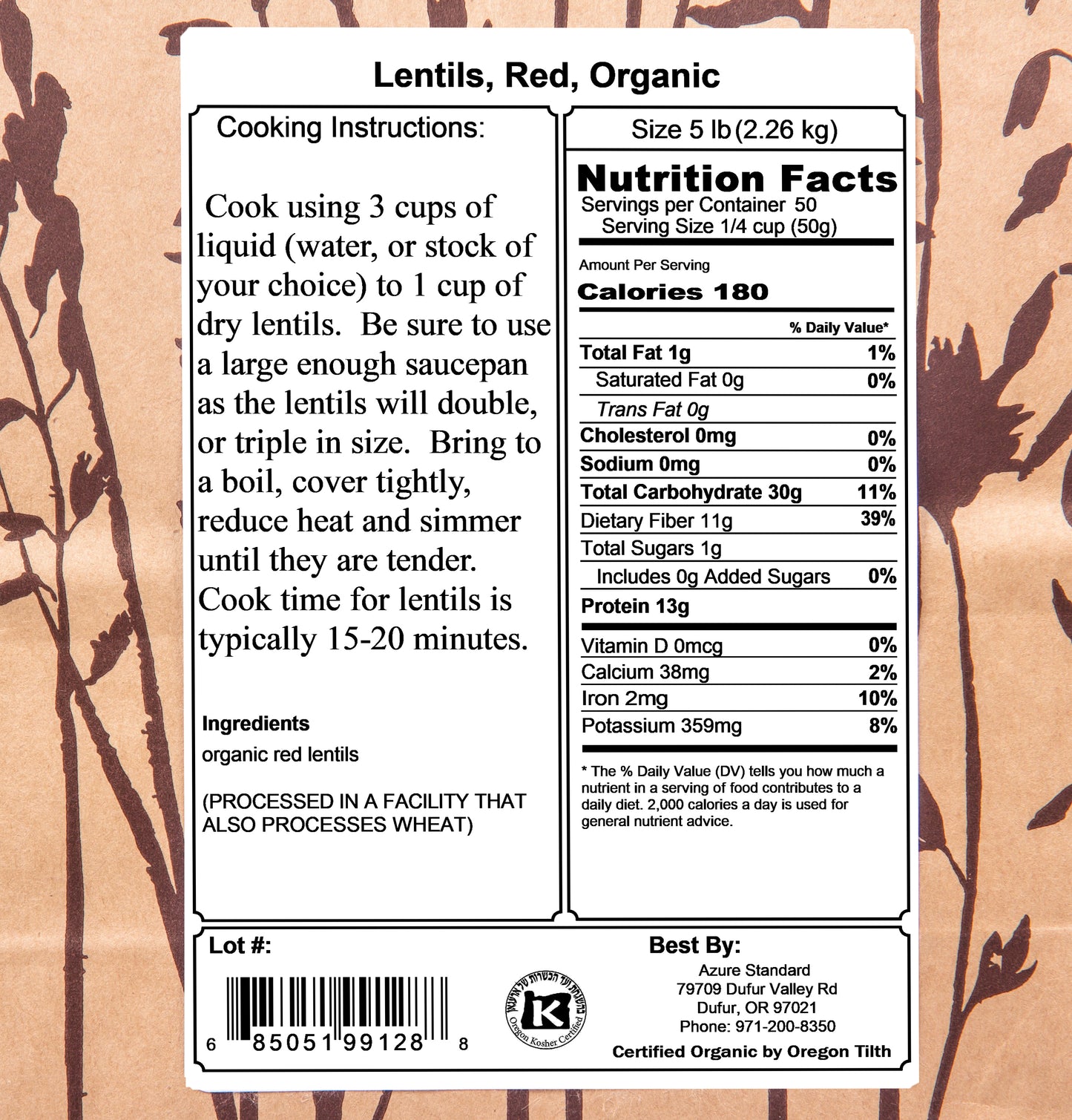 Lentils, Red, Organic