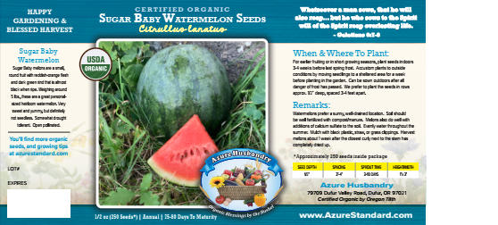 Sugar Baby Watermelon Seed, Organic
