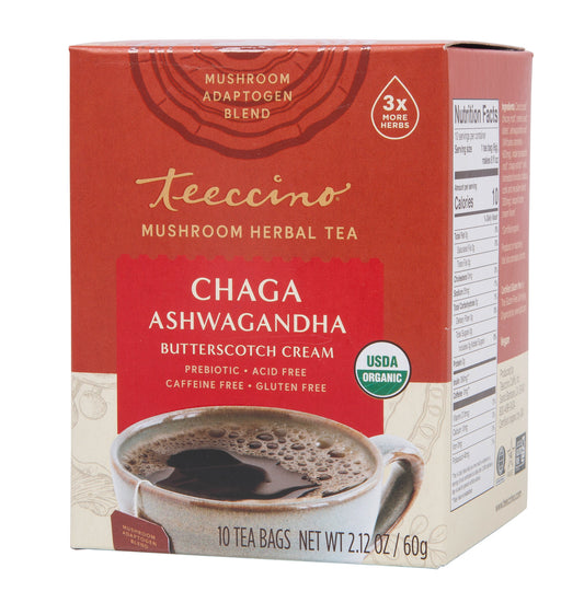 Chaga Ashwagandha, Mushroom Herbal Tea, Organic