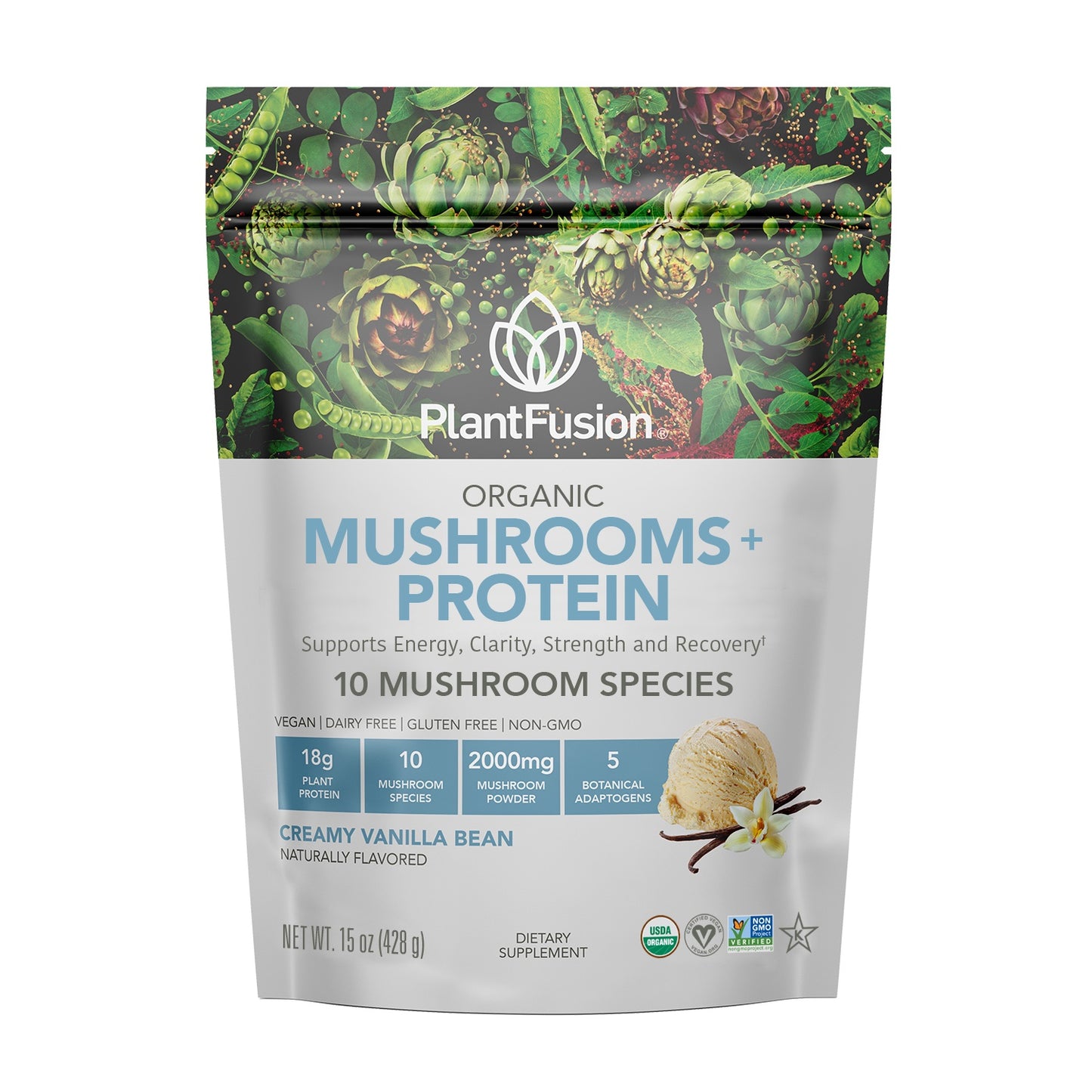 Mushrooms +  Protein, Creamy Vanilla Bean, Organic