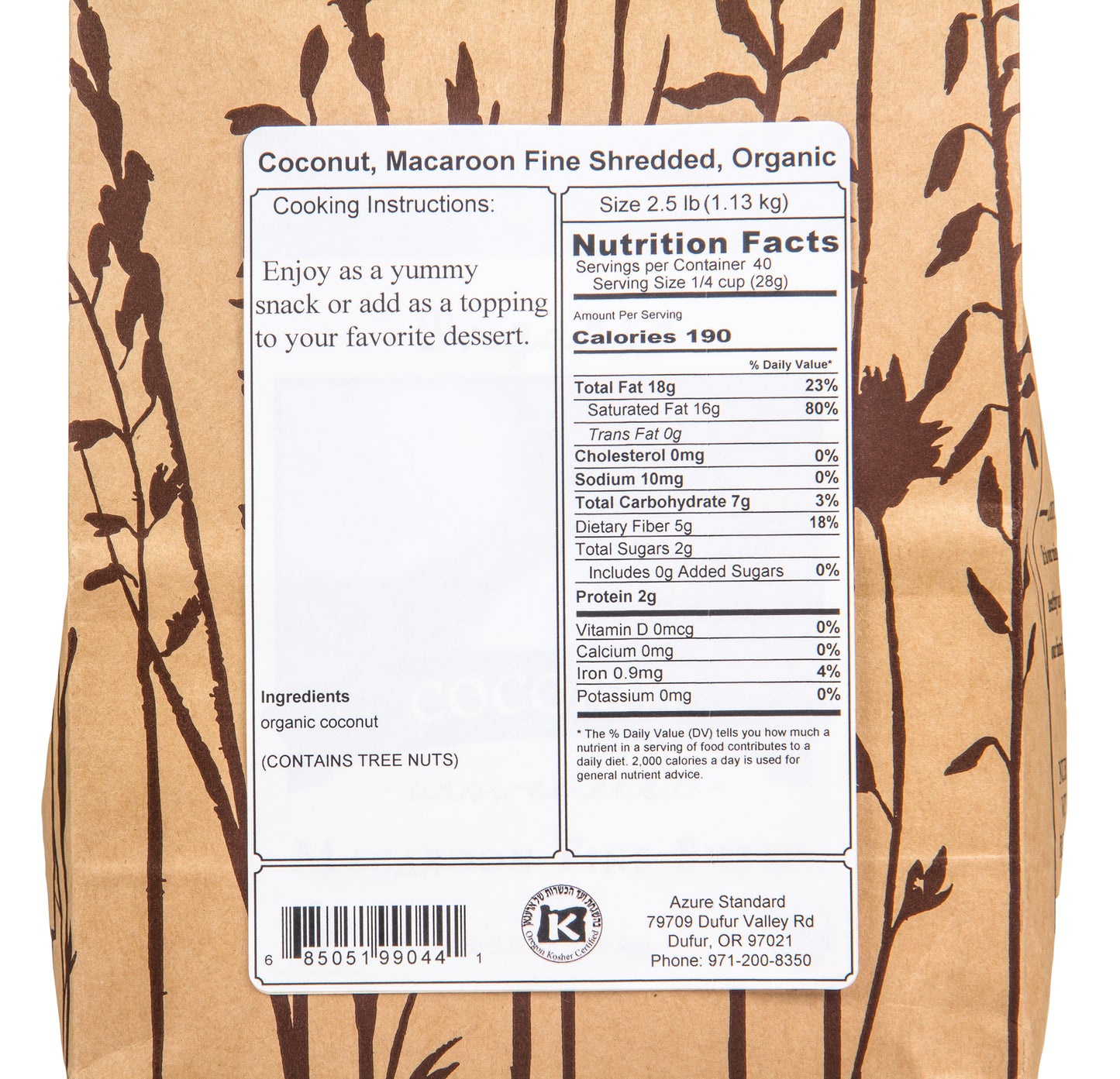 Coconut, Macaroon Fine Shredded, Organic