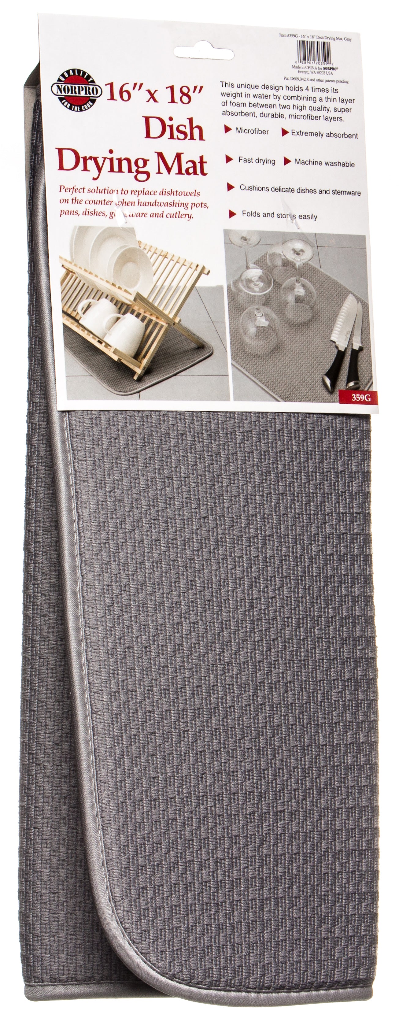 Dish Mat, Grey, 16 inch x 18 inch