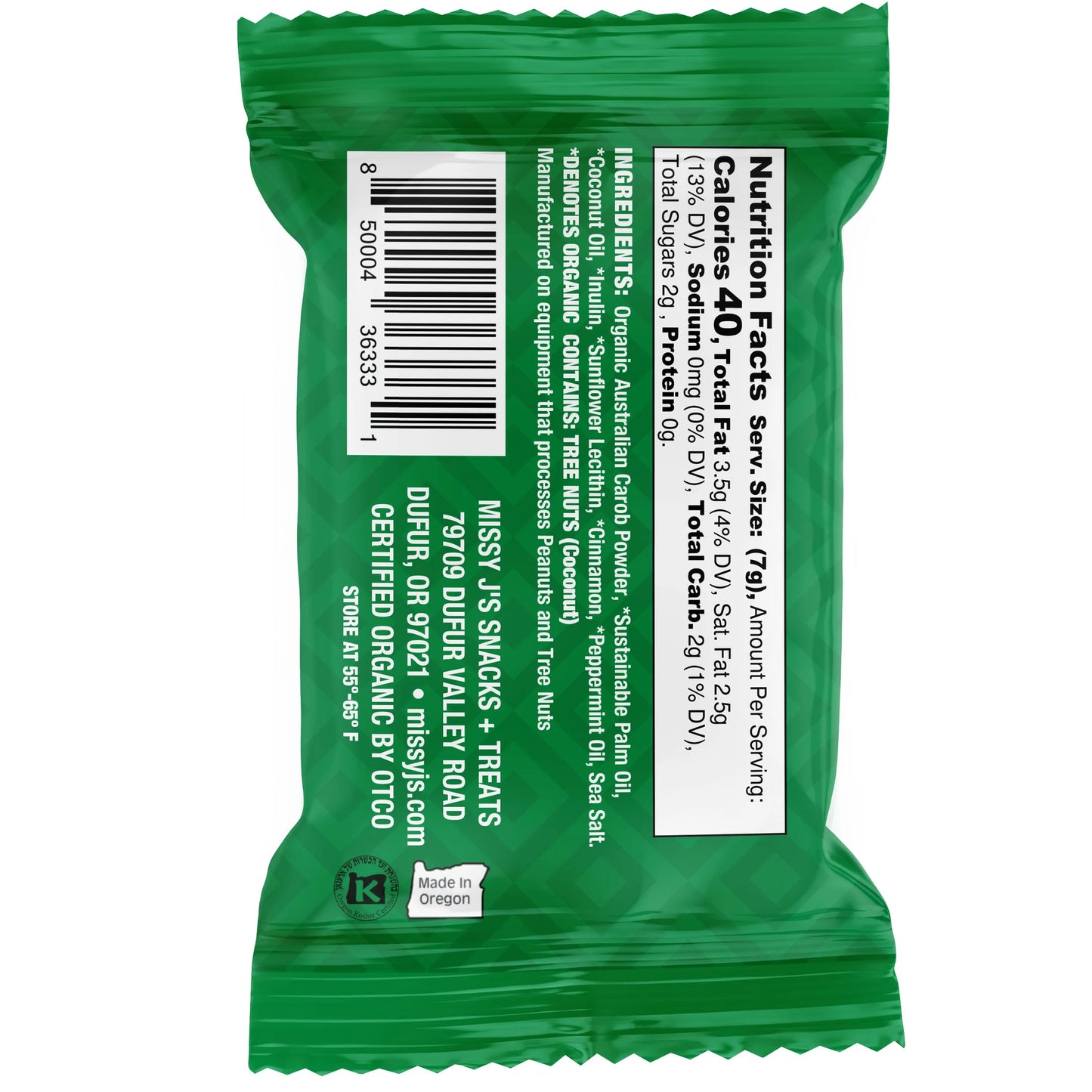 Dark Delight Carob Mini Bite Candy Bar, Unsweetened Mint, Organic