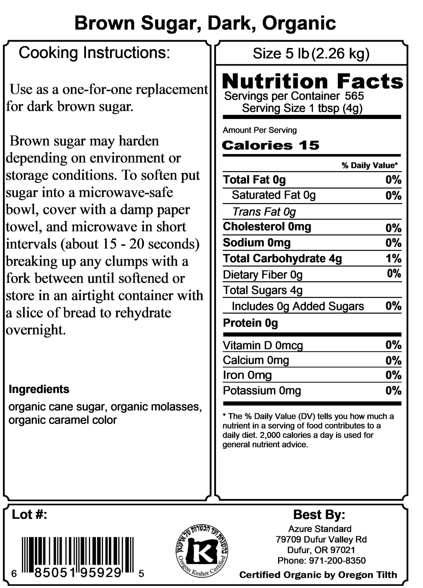 Brown Sugar, Dark, Organic