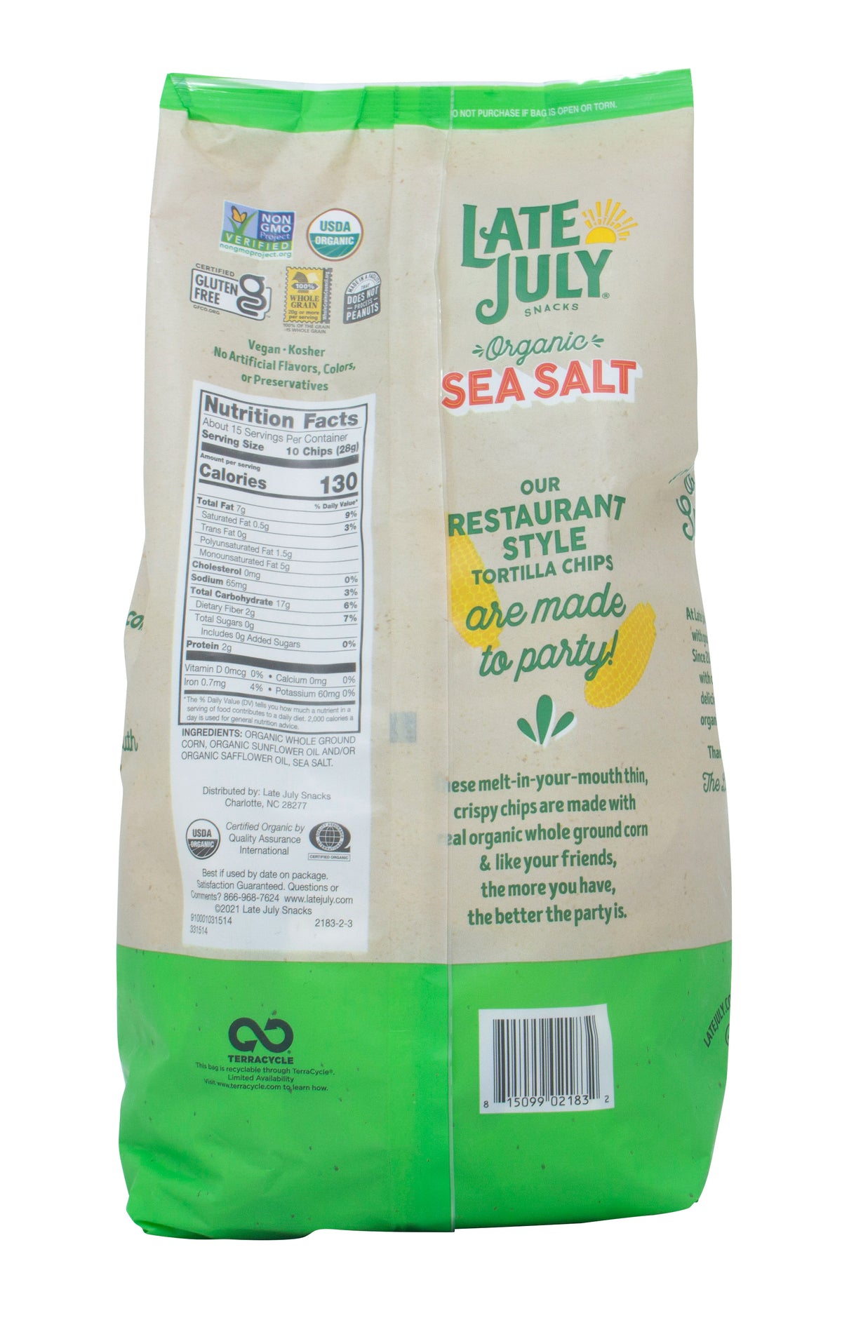 Tortilla Chips, Restaurant Style, Sea Salt, Party Size, Organic
