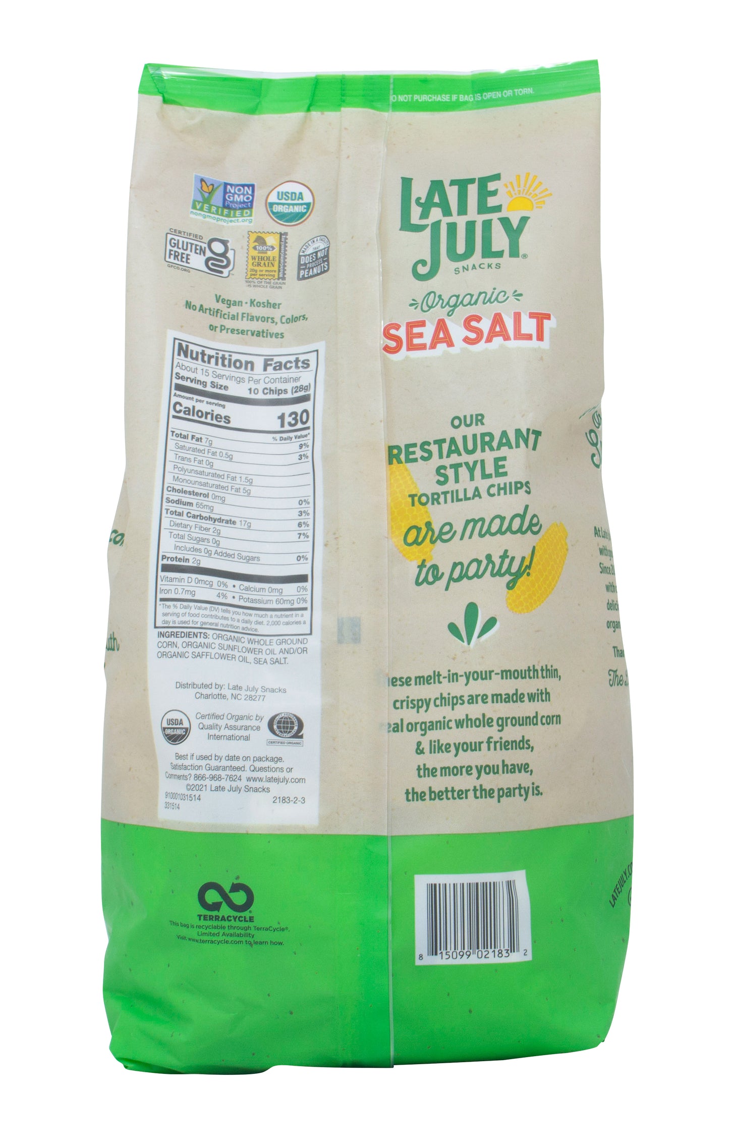 Tortilla Chips, Restaurant Style, Sea Salt, Party Size, Organic