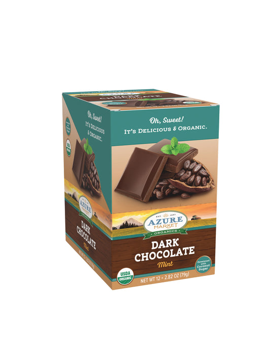 Dark Chocolate Bar Mint 55%, Sweetened With Coconut Sugar, Organic