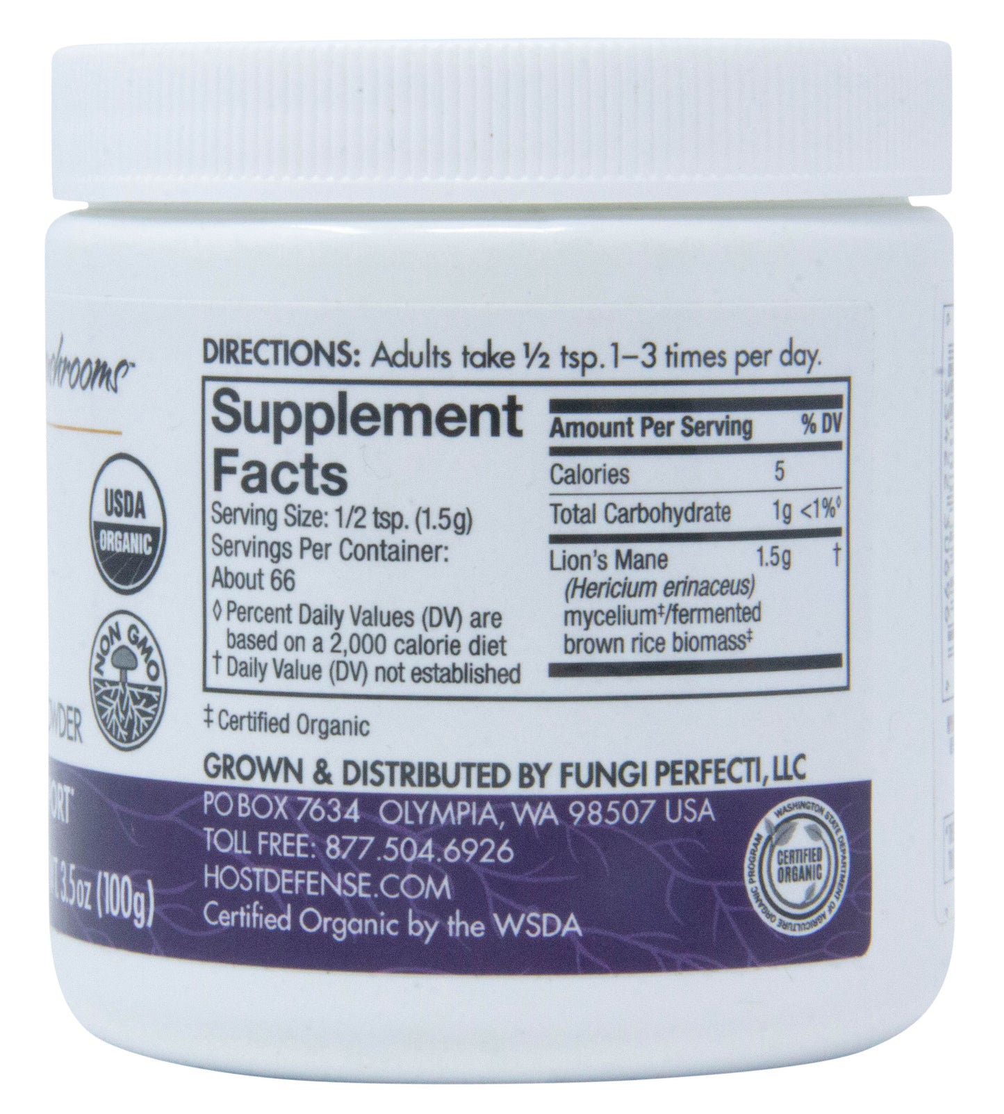 Lion's Mane Mushroom Mycelium Powder, Organic