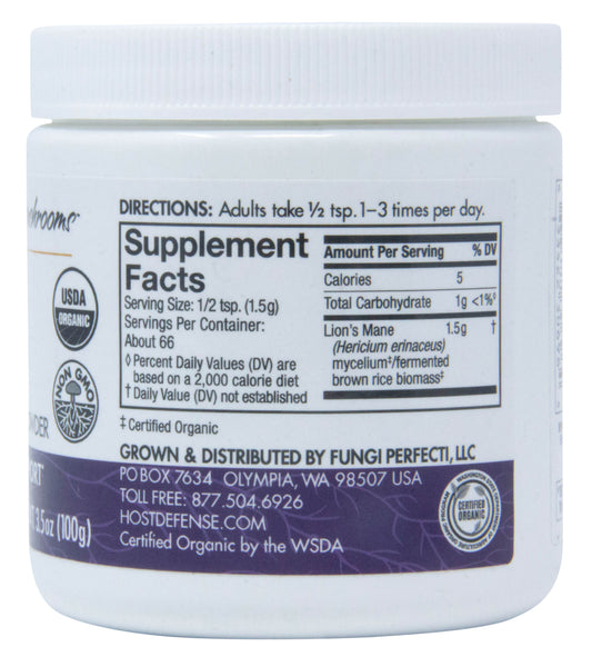 Lion's Mane Mushroom Mycelium Powder, Organic