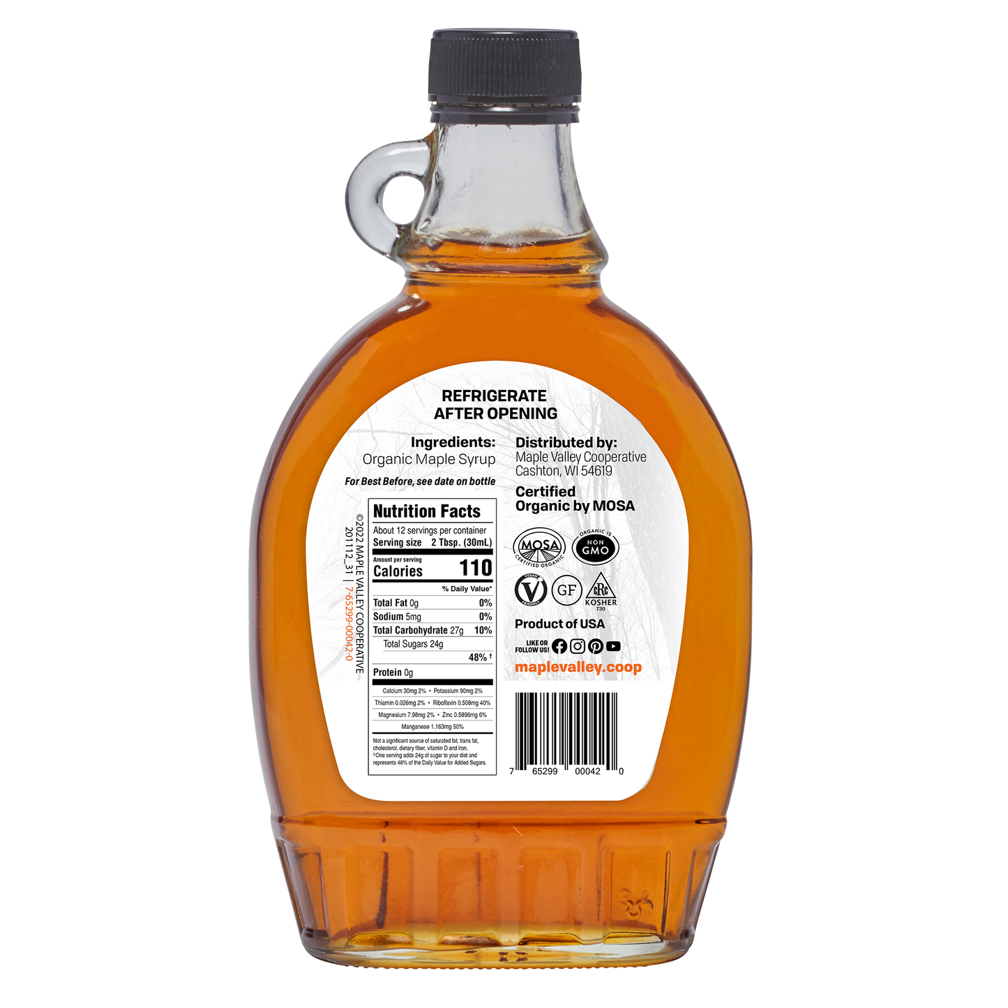 Maple Syrup, Grade A Amber, Organic