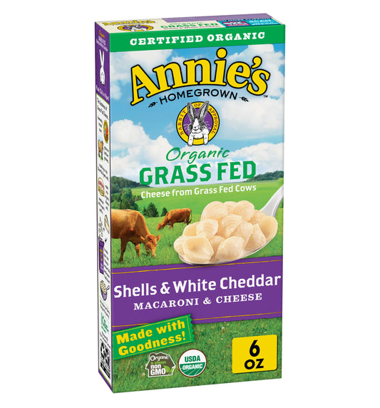 Macaroni & Cheese, Shells & White Cheddar Grass Fed, Organic
