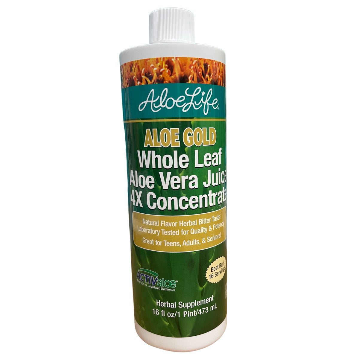 Aloe Gold, Whole Aloe Vera Leaf Juice, 4x Concentrate
