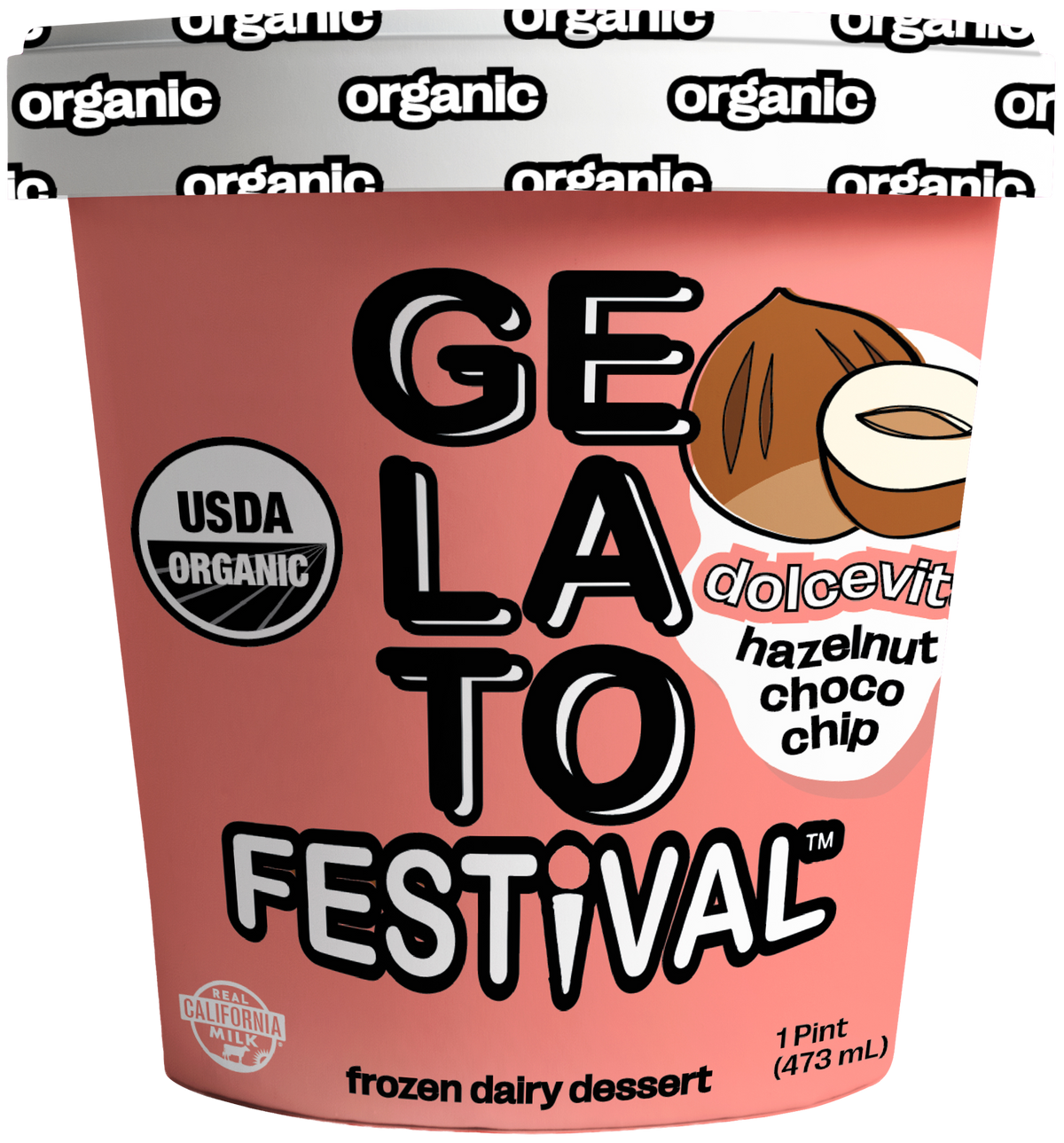 Gelato, Dolcevita Hazelnut Choco Chip, Frozen, Organic