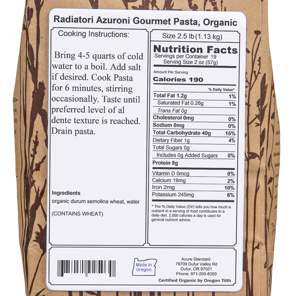 Radiatori Azuroni Gourmet Pasta, Organic