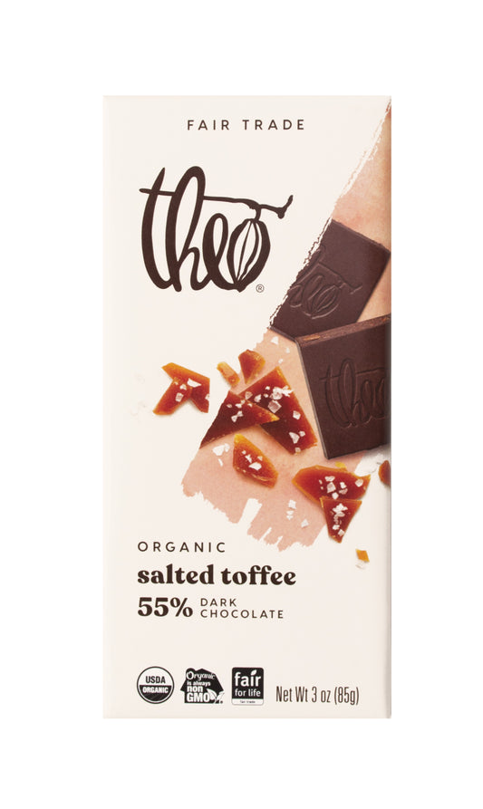 Chocolate Bar, Salted Toffee, Dark, 55%, Organic