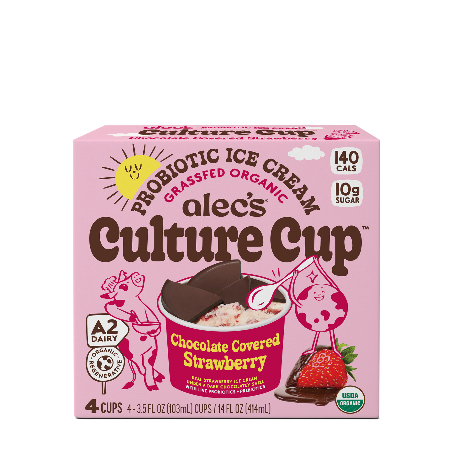 Ice Cream Cup, Chocolate Covered Strawberry, A2, Organic