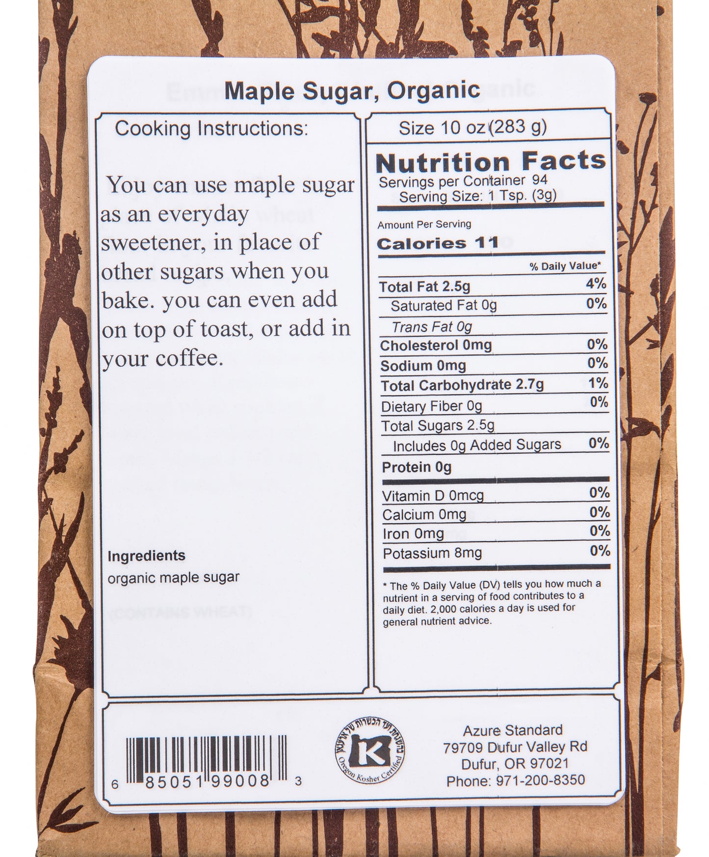 Maple Sugar, Organic