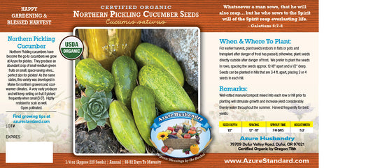 Northern Pickling Cucumber Seed, Organic
