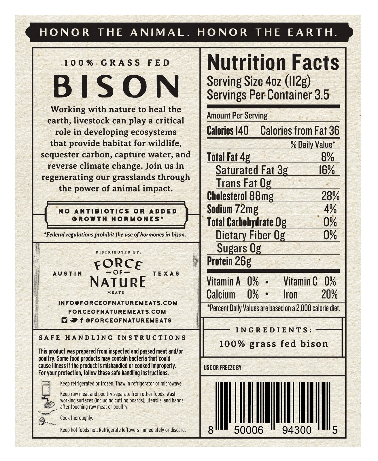 Ground Bison, Grass-Fed, Frozen