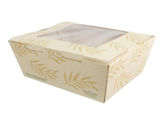 No. 8 Take Out Container, No Tree Paper, PLA Window, Compostable, 7x5.7x2.5