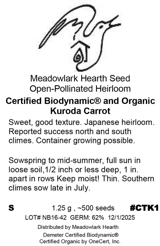 Kuroda Carrot Seed, Organic