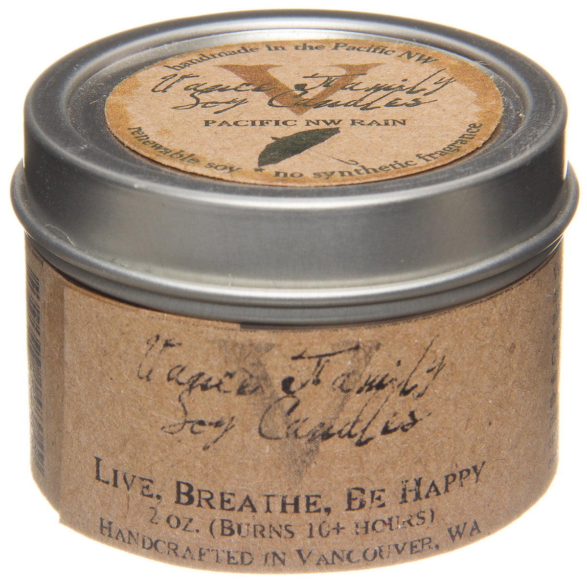 Soy Candle in Mini Tin, Pacific NW Rain, Non-GMO
