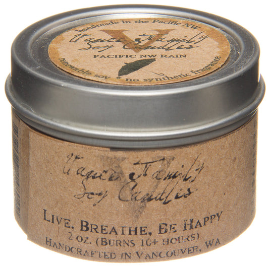 Soy Candle in Mini Tin, Pacific NW Rain, Non-GMO