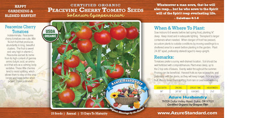 Peacevine Cherry Tomato Seed, Organic