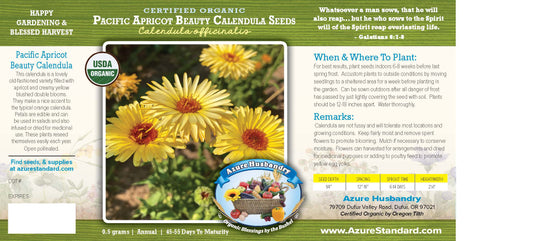 Pacific Apricot Beauty Calendula Seed, Organic
