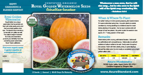 Royal Golden Watermelon Seed, Organic