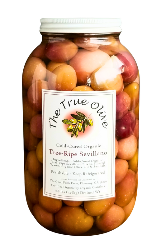 Olives, Cold-Cured, Sevillano, Tree-Ripe, Organic