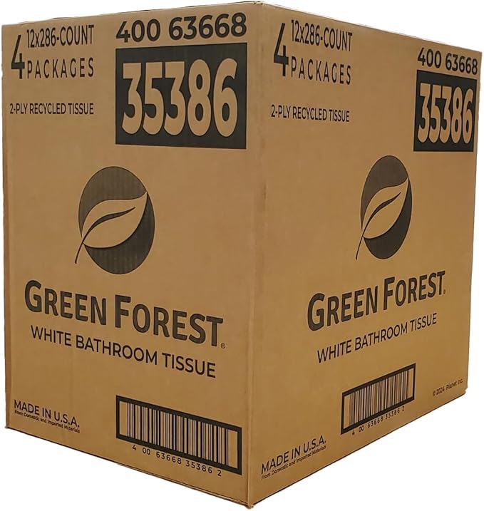 Bathroom Tissue, 286 ct 2 ply, (12 Roll/Pack) Recycled