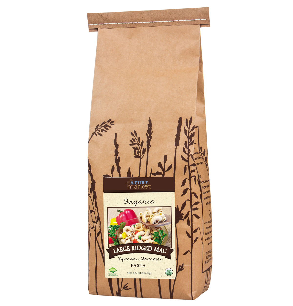 Large Ridged Mac Azuroni Gourmet Pasta, Organic