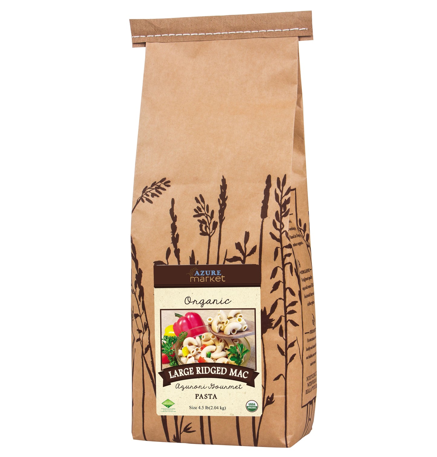 Large Ridged Mac Azuroni Gourmet Pasta, Organic