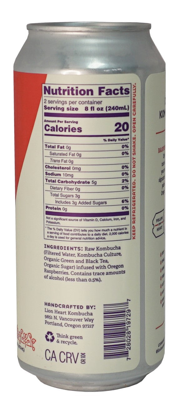 Kombucha, Raspberry Harvest, Raw