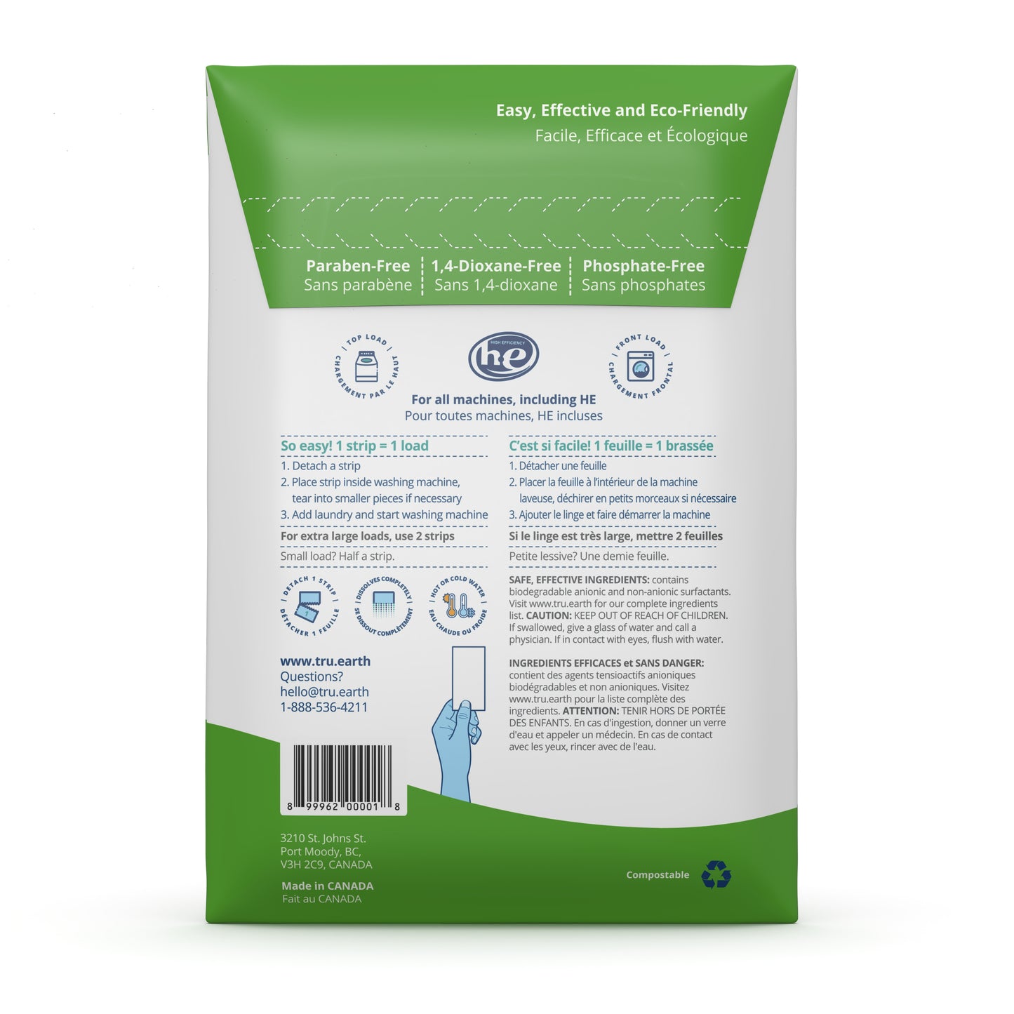 Laundry Detergent Eco-Strips, Fragrance Free