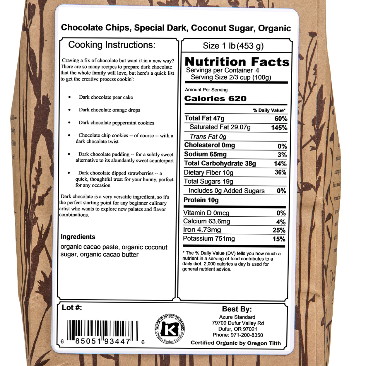 Chocolate Chips, Special Dark, Coconut Sugar, Organic