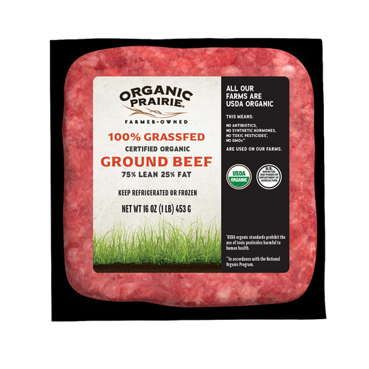 Ground Beef, 75/25, Organic, Frozen
