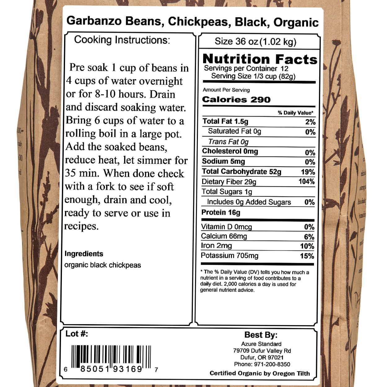 Garbanzo Beans, Chickpeas, Black, Organic