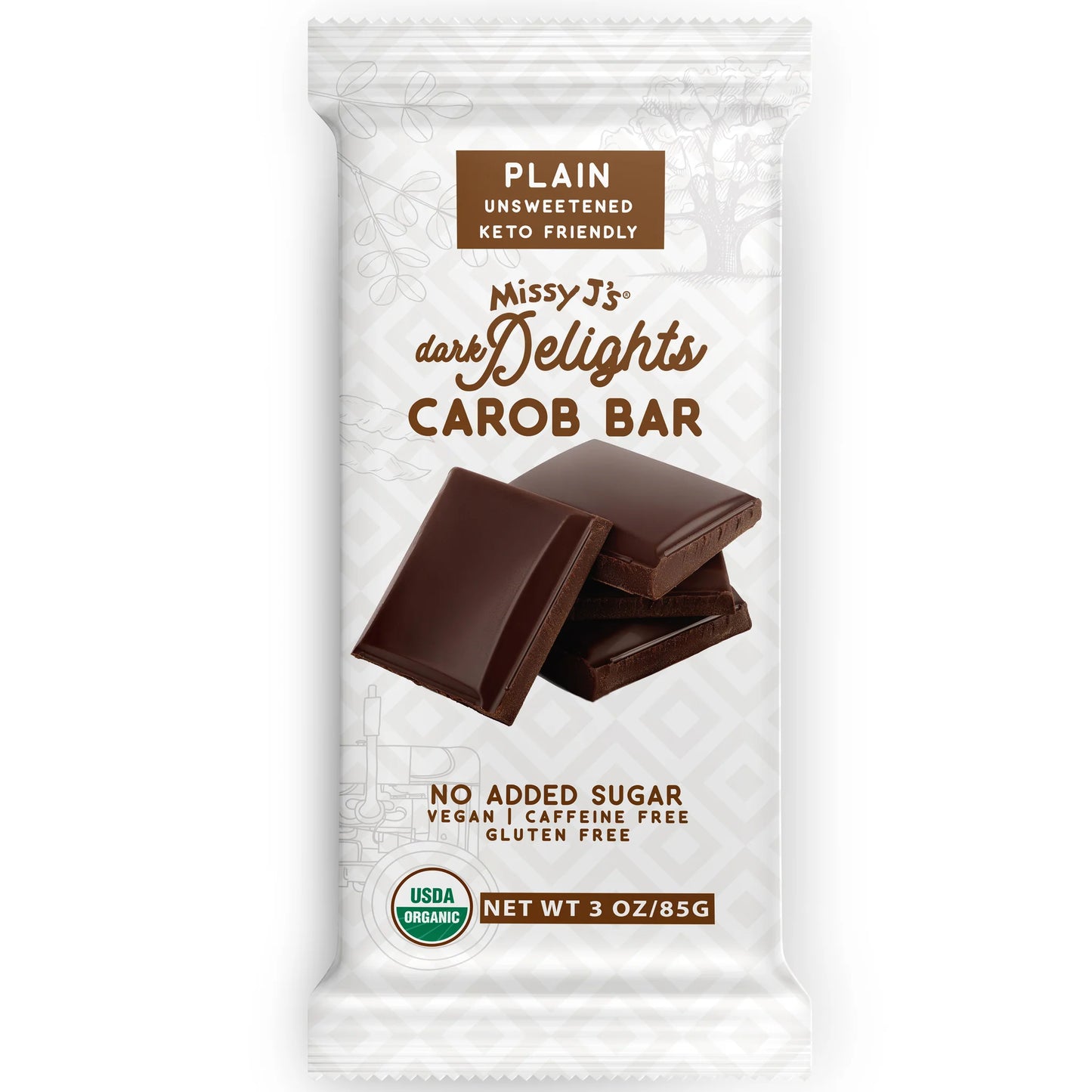 Dark Delight Carob Candy Bar, Unsweetened, Organic