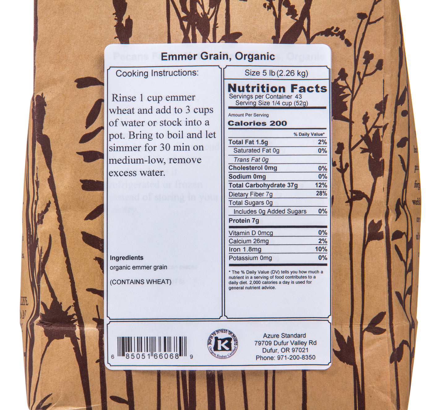 Emmer Grain, Organic