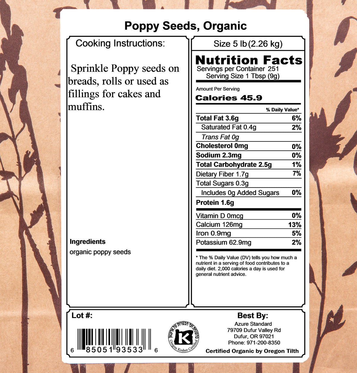 Poppy Seeds, Organic