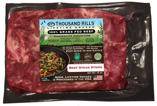 Steak Strips, Beef, Grass-Fed, FROZEN
