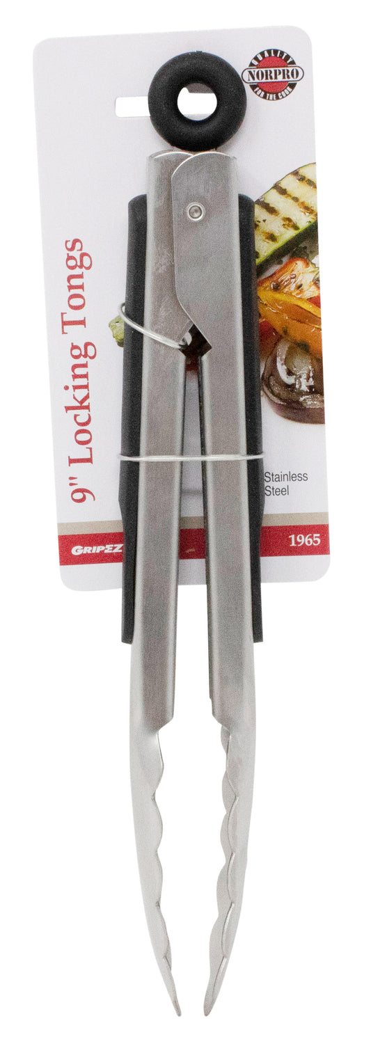 Grip-Ez, Locking Tongs, 9 Inch, Stainless Steel