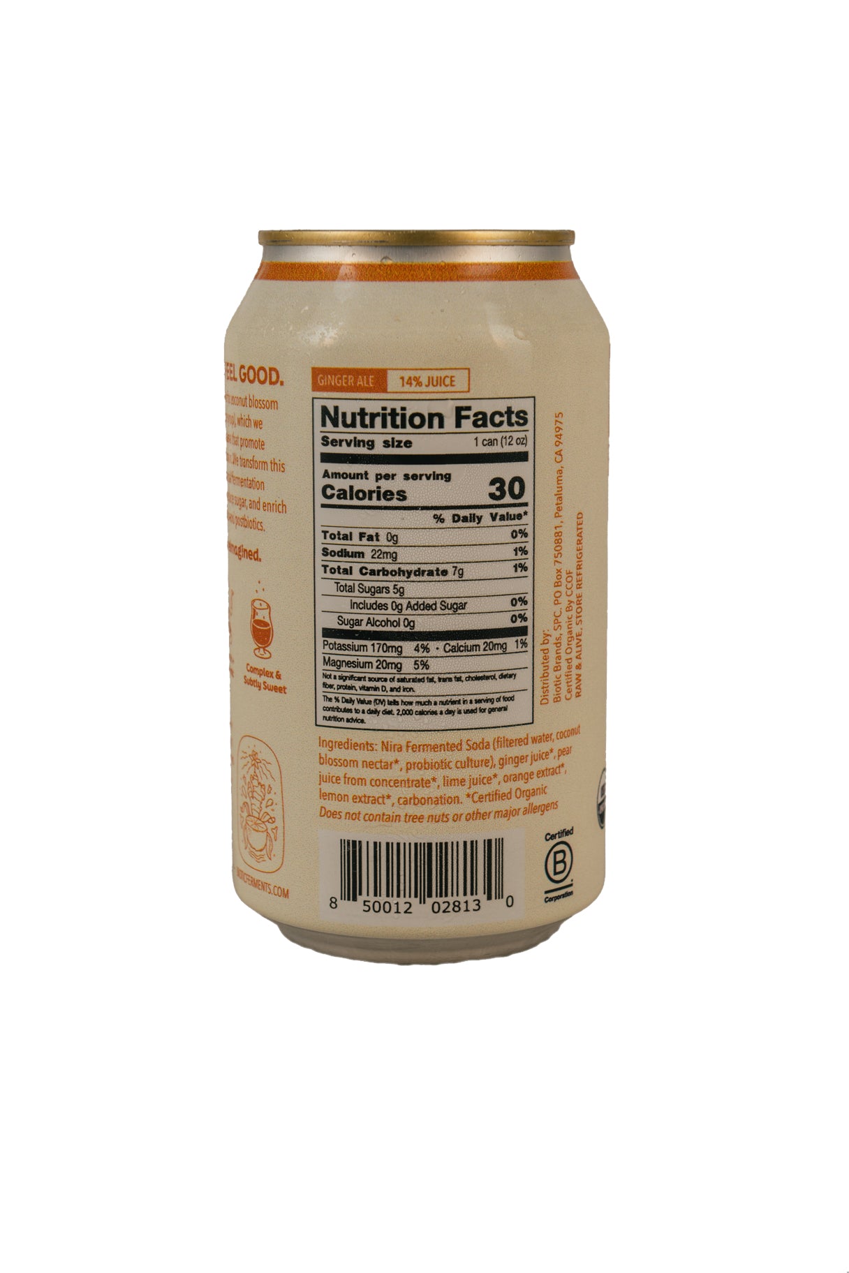 Nira Fermented Soda, Ginger Ale, Organic