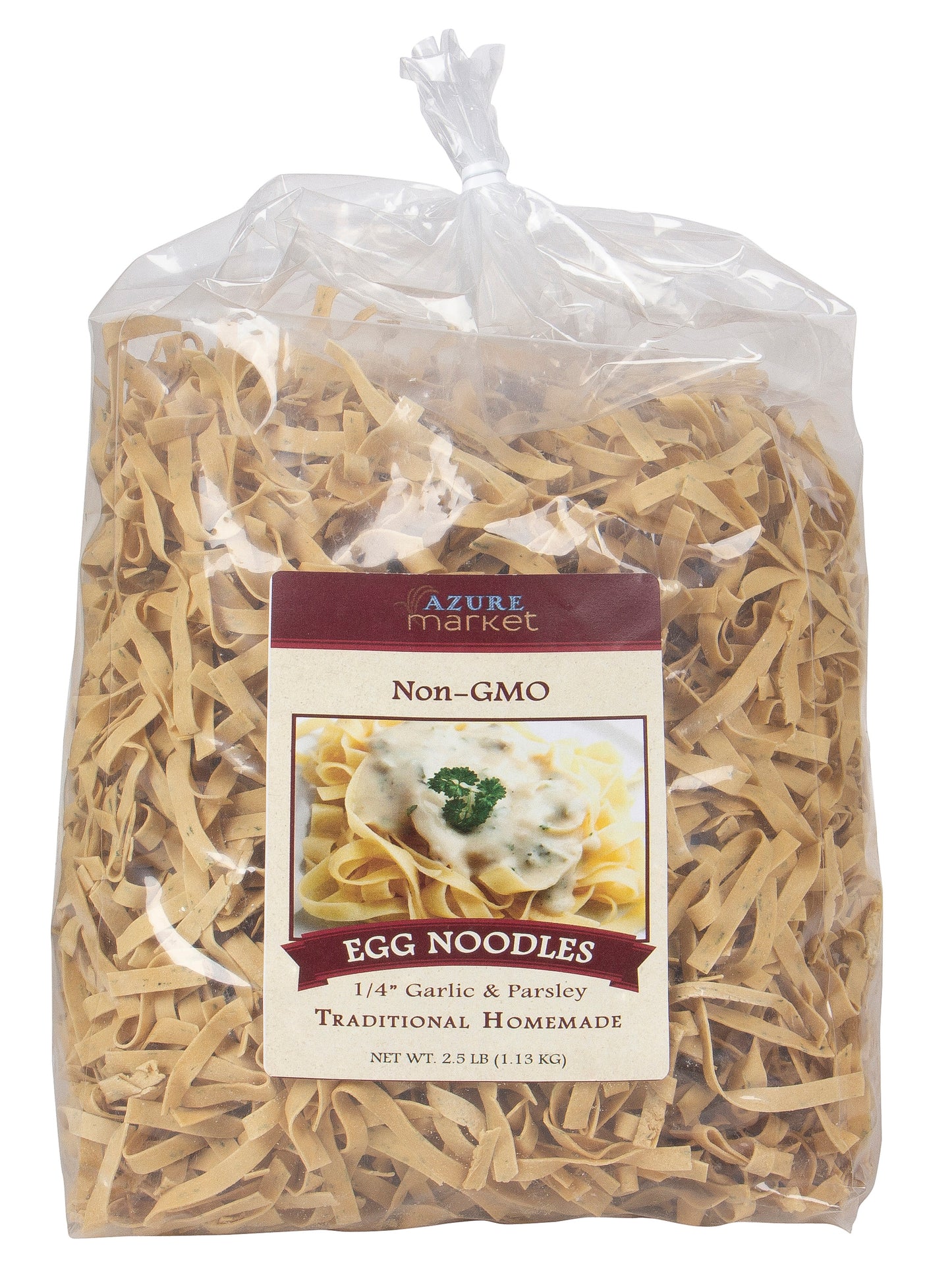 Traditional Homemade Egg Noodles, Medium 1/4 inch, Garlic & Parsley