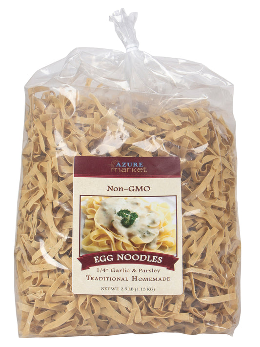 Traditional Homemade Egg Noodles, Medium 1/4 inch, Garlic & Parsley